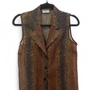 Vintage 80’s Snake Print Long Sheer Duster Vest